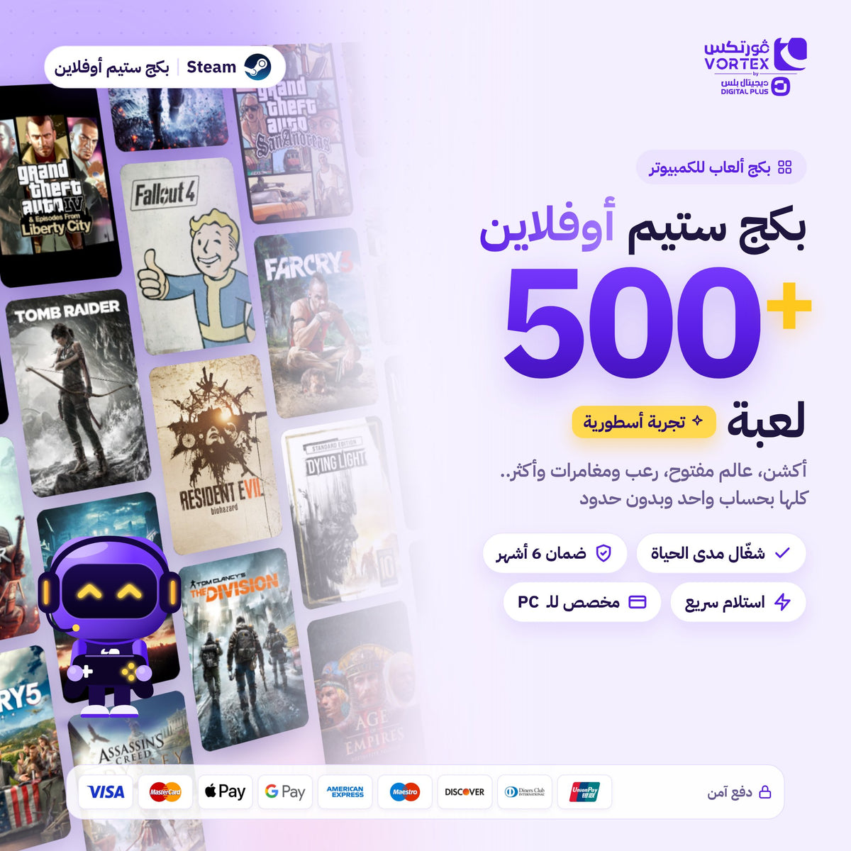 بكج ستيم أوفلاين +500 لعبة للكمبيوتر - Vortex by Digital Plus