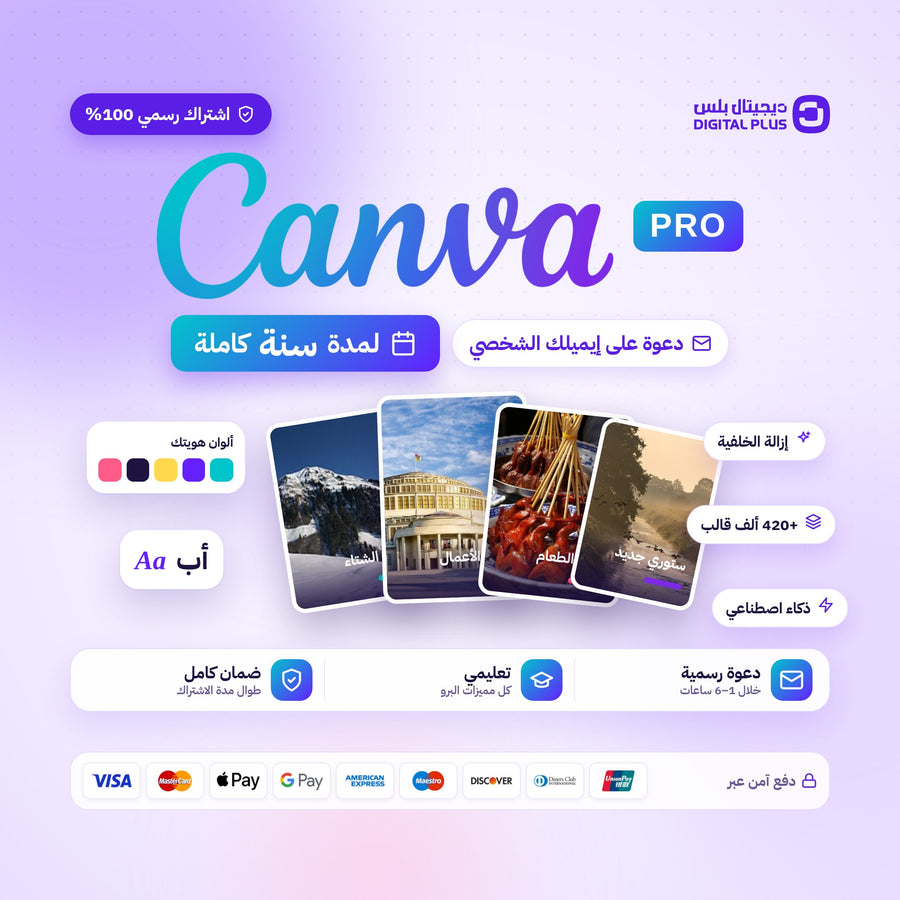 اشتراك كانفا برو سنة Canva Pro تعليمي من ديجيتال بلس