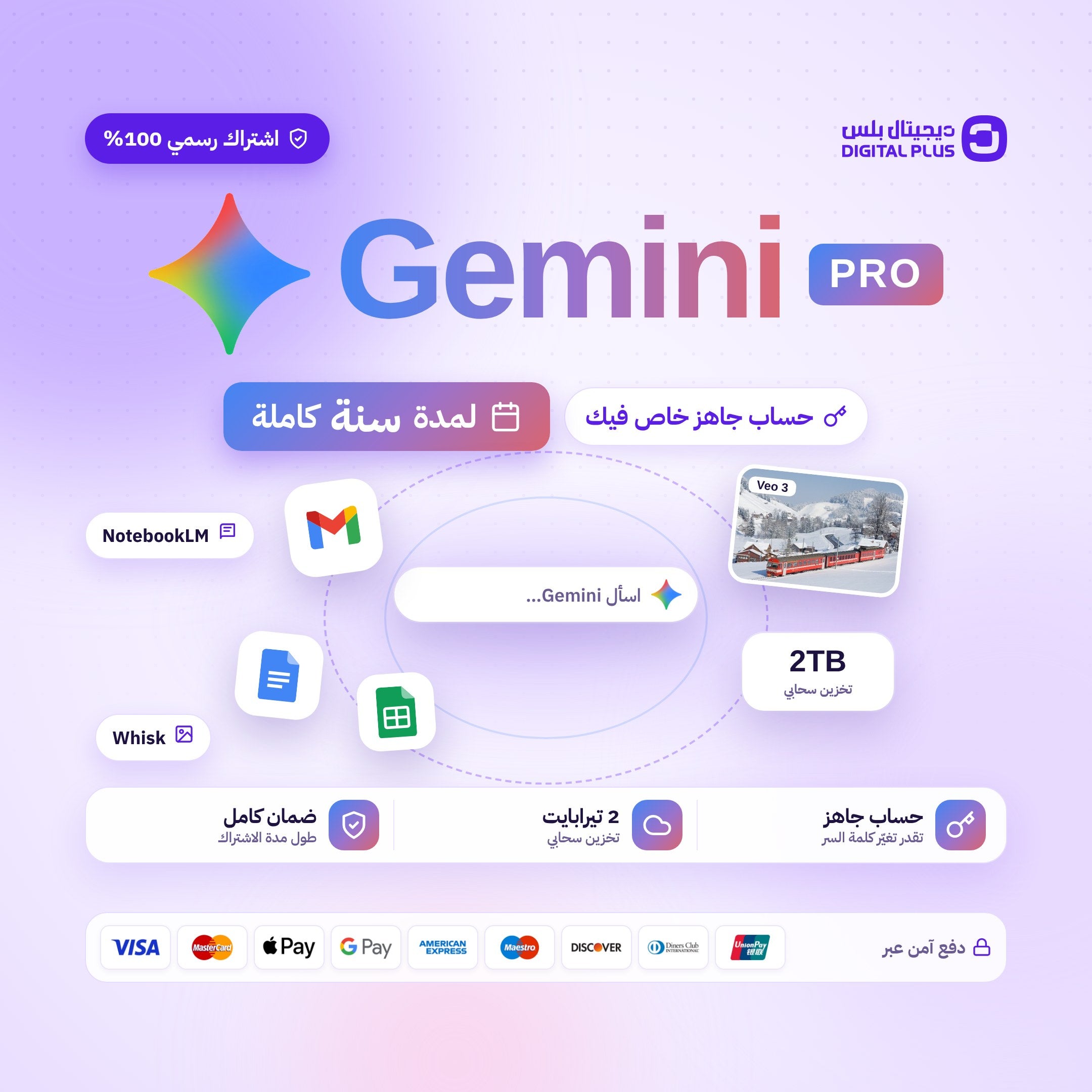 اشتراك جوجل جيمناي برو لمدة سنة - Google gemini